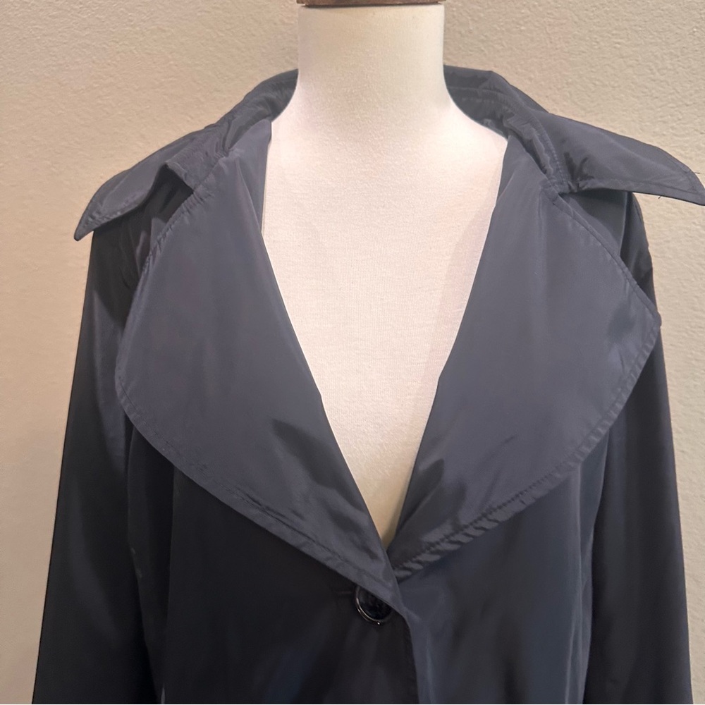 Via Spiga Women's Black Trench Coat Water Resistant raincoat Large - Picture 6 of 15